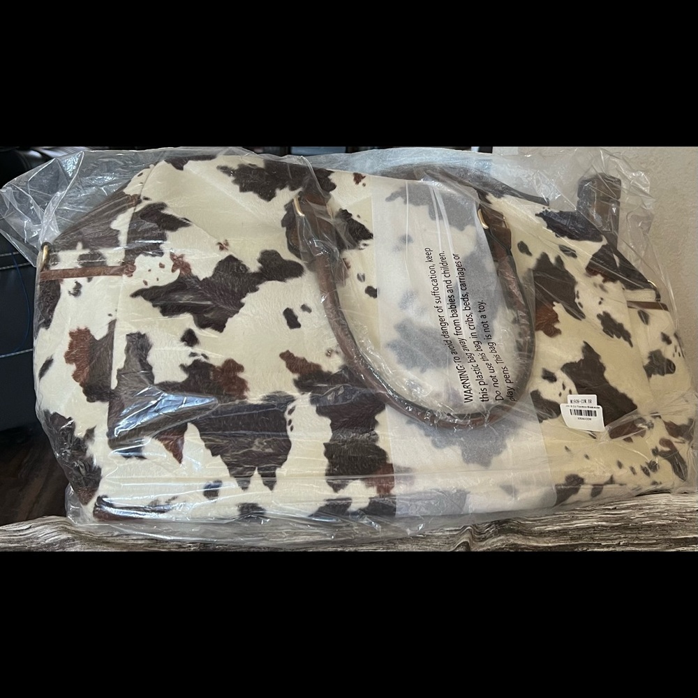 Brand New Jen & Co Cow Print Weekender